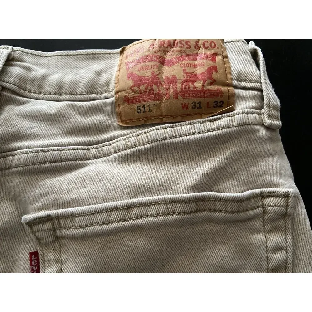 LEVI’S 511 Slim Fit Tan Denim Jeans sz 31x32 (actual 29x29)